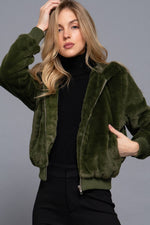 Load image into Gallery viewer, The Heather Hoodie Faux Fur Jacket
