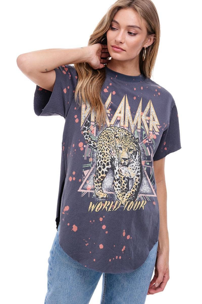 The Diana Dreamer Cheetah Graphic Bleached Tee