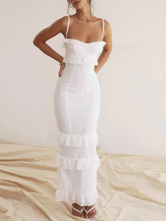 The Catherine Crochet Flowers Slim-Fit Dress