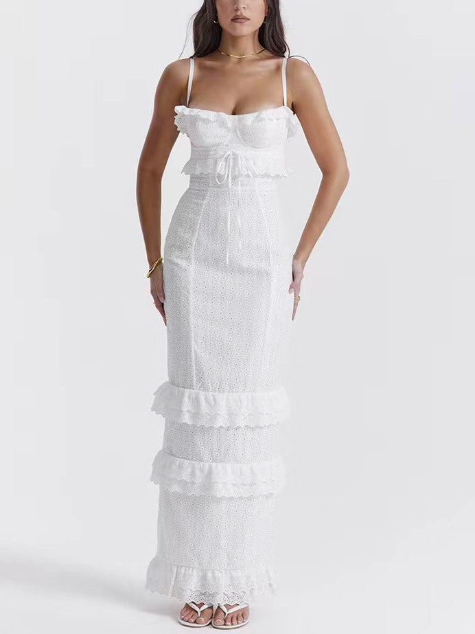 The Catherine Crochet Flowers Slim-Fit Dress