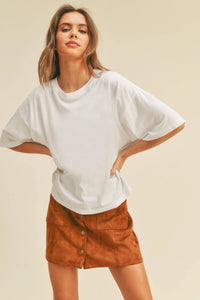 Blank Long Cropped Short Sleeve T-Shirt